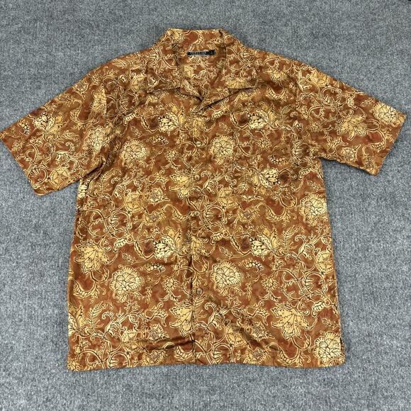 PERUVIAN CONNECTION Mens Size Large Cotton Floral Print Hawaiian Shirt - Picture 1 of 8